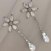 Simple Waterdrop Cubic Flower Long Drop Earrings for Women