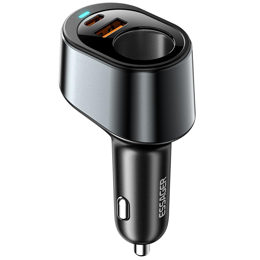 

ESSAGER 120W USB+Type-C Car Charger Adapter with Cigarette Lighter Socket A
