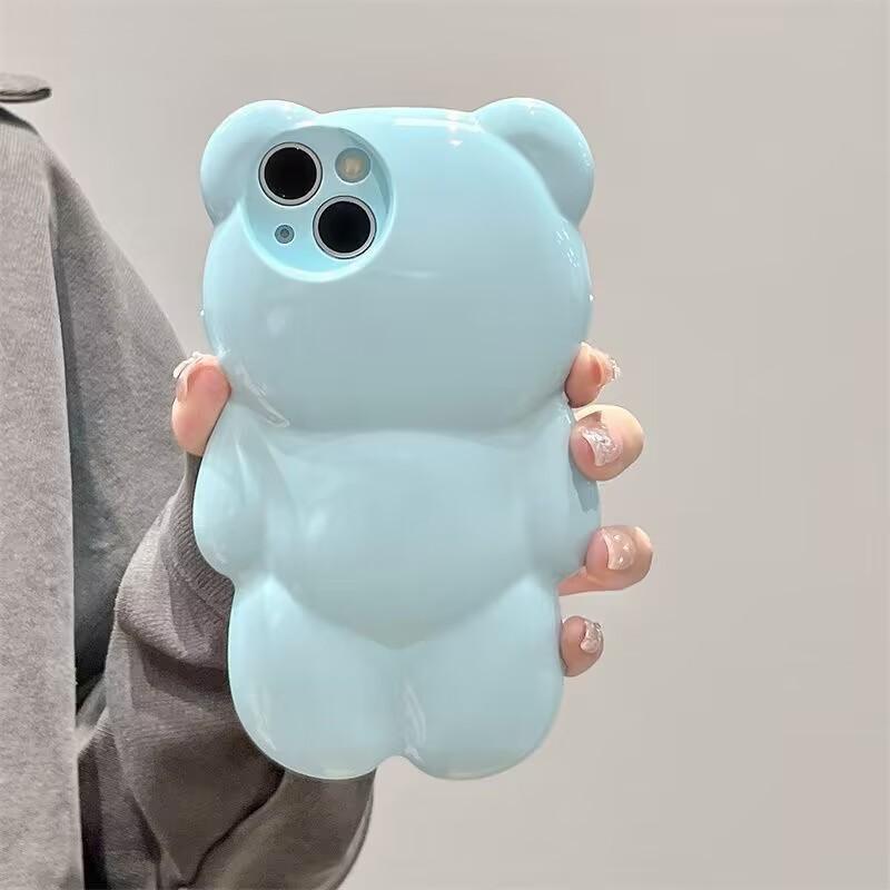 

Милий 3D рідкий силіконовий чохол для телефону з ведмедиком для iPhone15 14 13 Pro Max 11 12 XR XS X 14Max протиударний Funda For iphone 15 Pro синій
