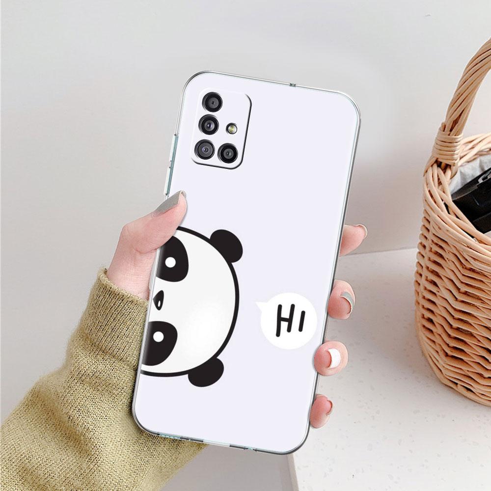Clear Phone Case For Samsung Galaxy A51 5G A71 A21s A31 A12 A52 A41 A91 A11 A32 A72 Shockproof Soft Cover Super Cute Panda Funda