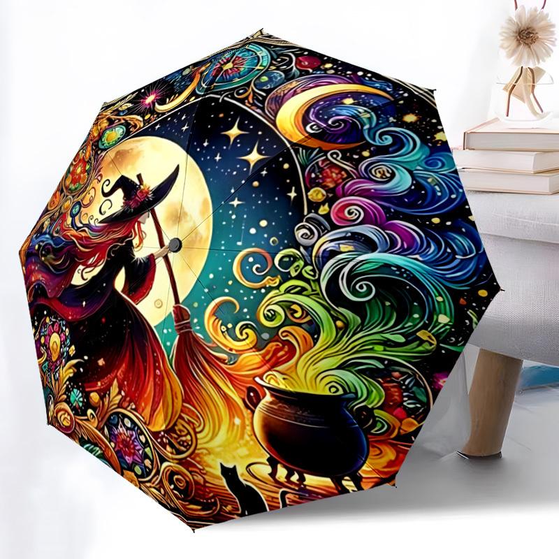 1pc Witchcraft Moonlight Fashionable Automatic Opening/Closing Folding Umbrella with 8 Bones, Windproof Portable, Daily Use42