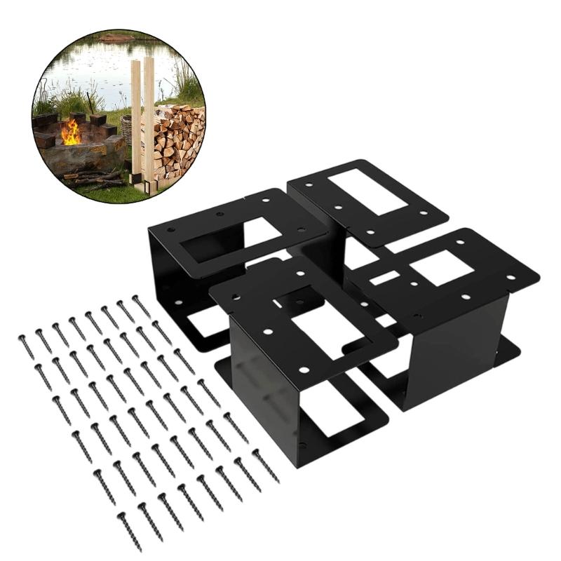 4Pcs Adjustable Metal Firewood Racks Wood Lumber Storage Support Organizers Wood Holder With Screws Easy Installation