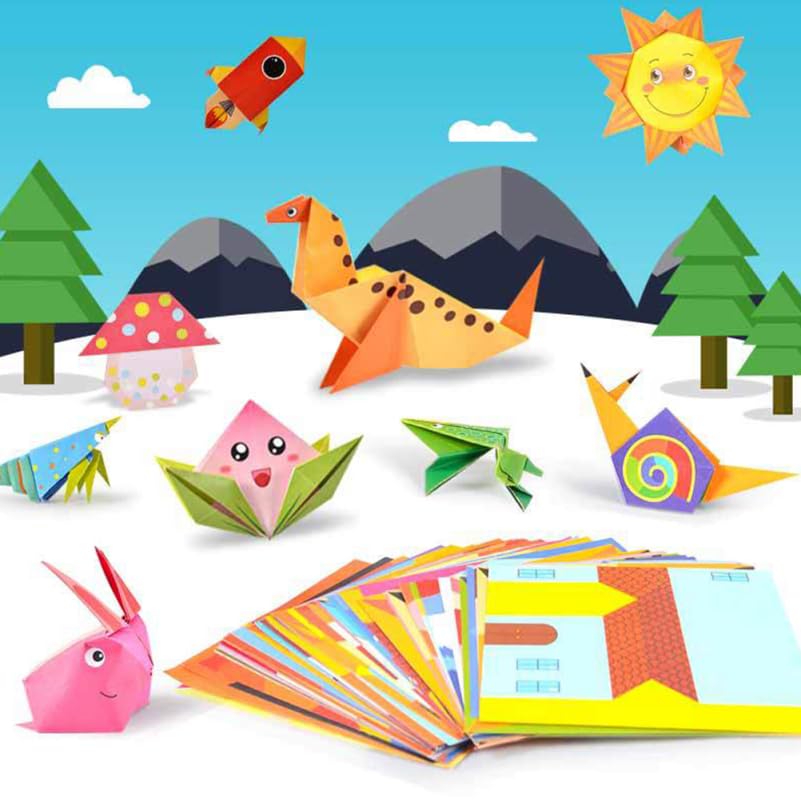 STOBOK Origami 2 Colorful Handmade Origami Inch for Animals and DIY Craft Supplies Paper, Sets, Paper, 5.51 Square, Lifestyle, Kids'