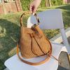 Women Straw Weave Bucket Bags Rattan Summer Beach Shoulder Bags Female Casual Handbags Purse Small Travel Crossbody Bags