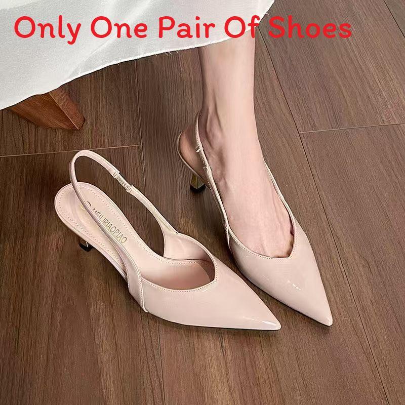 French Stylish Sexy Cat Heel Sandals With Patent Synthetic Leather For Summer Casual Wear