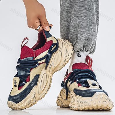 Fashion Men's Low Top Thick Soled Casual Sports Shoes 2025 Autumn Mesh Breathable Fashion Trend Versatile Non Slip Niche Chunky sneakers