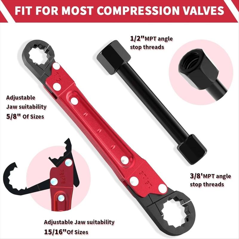 Double End Stop Wrench, Pipeline Maintenance Wrench Tool Set, Practical Corner Wrench Set for Water Tank Stop Wrench