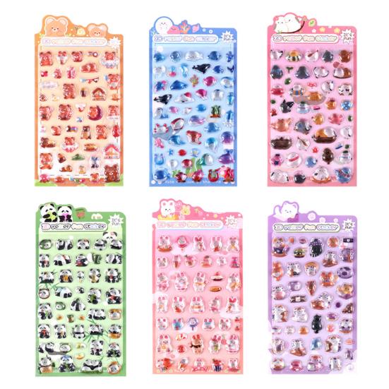 3D Panda Bunny Puffy Stickers Faux Crystal Gem Relief Stickers for Phone Decoration Cute Cartoon Stickers for Kids DIY Crafts
