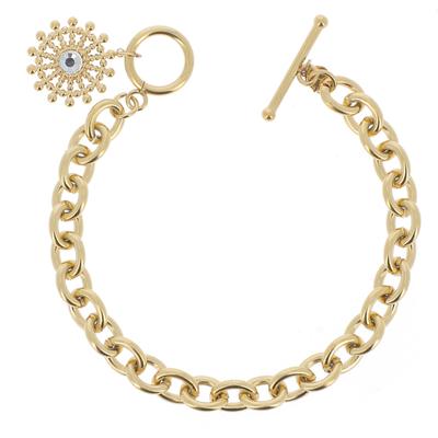 [R4517] - Designer Steel Bracelet 'Cléopatra' White Gold - 18 Mm