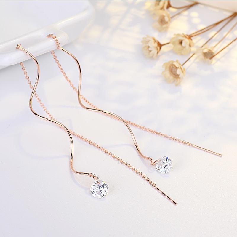 Lange Verdrehte Zirkon Ohrringe Modische Quasten Ohrschmuck Studenten Damen Ohrhänger