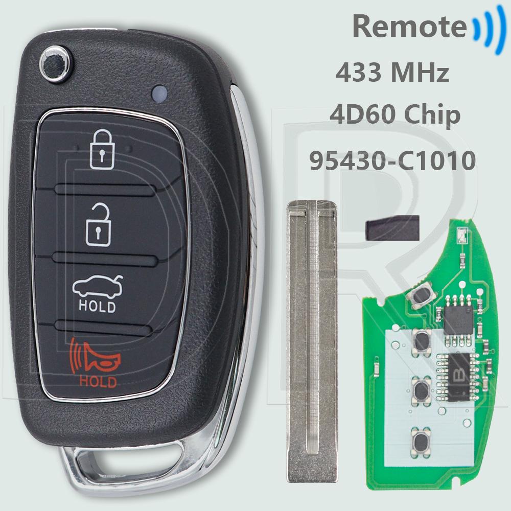 DR TQ8-RKE-4F16 95430-C1010 ID46/4D60 Chip 433MHz Flip Car Remote Key For Hyundai Sonata 2014 2015 2016 2017 2018