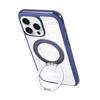 For iPhone 16 Pro Magnetic Case Stress Relief Kickstand TPU + PC Transparent Protective Phone Cover