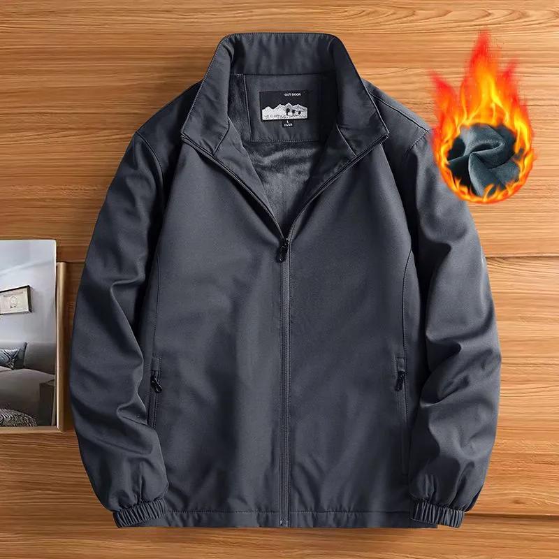 

Мужская осенне-зимняя утепленная куртка с подкладкой и утолщением, однотонная, простая свободная куртка с перфорацией XS темно-серого