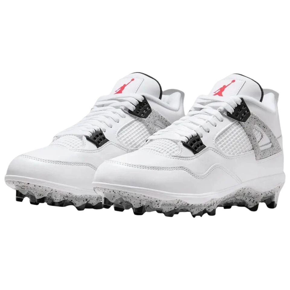 Air Jordan 4 Retro TD Cleat White Cement Unisex Sneakers Fire-Red Black Tech-Grey HQ0207-106