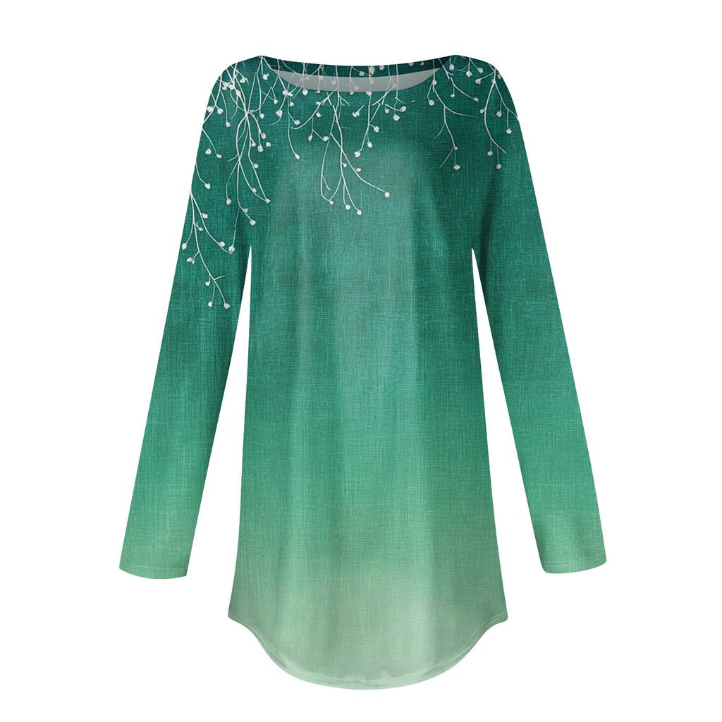 Damen T-Shirt mit Rundhalsausschnitt, lockerer Schnitt, langärmelig, Top, Pullover