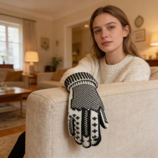 Yousheng Funny Middle Finger Mittens Cozy Knit Gloves with Hidden Attitude Cheeky Flip-the-Bird Knitted Gloves Prank Gift for Men Women