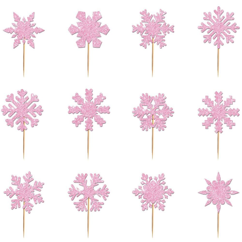 Christmas Snowflake Cake Decorations With Shining Design For Celebration Event Decor