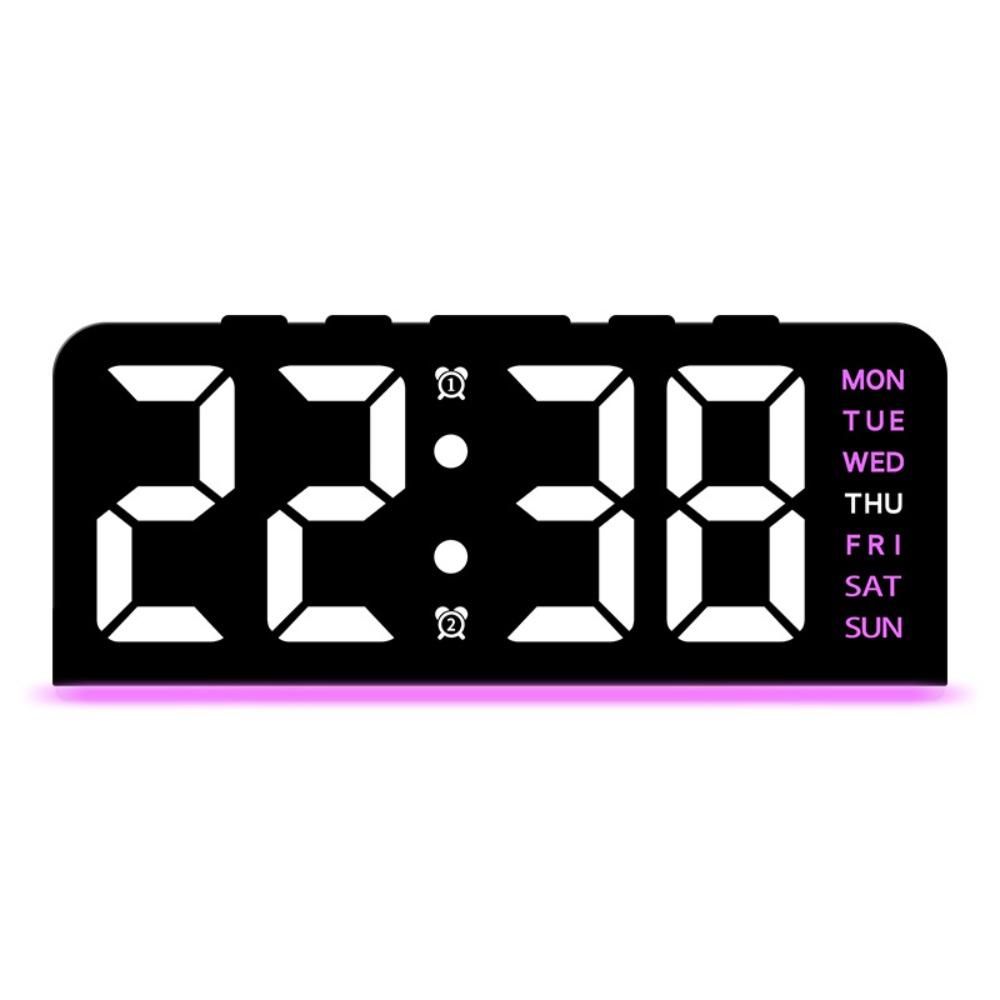 

Wall-mounted Electronic Wall Clock Multi-functional Display Table Clock for Bedroom Black-Pink