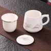 Suet jade mug office cup ceramic filter with lid tea cup household tea separation water cup gift