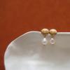 Simulation Pearl Stud Earrings, Fan Shape Earrings, Stainless Steel Exquisite Light Luxury French Earrings