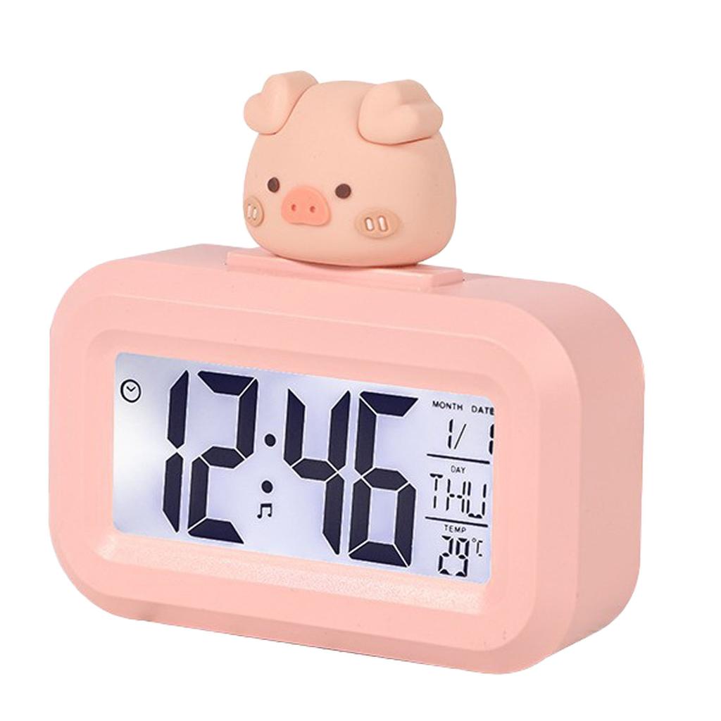 Electronic Clock Cute Cartoon LED Screen Desktop Electronic Alarm Data Time Calendar Temperature Clock