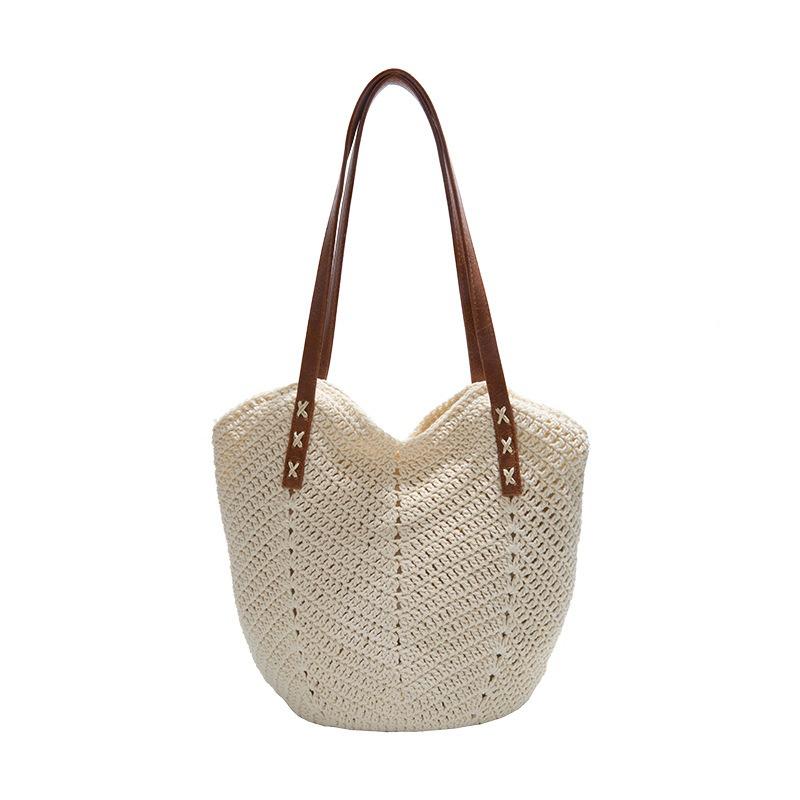 Summer New Beach Woven Bag Casual Woven Vacation Wind Beach Bag Shoulder Tote Bag