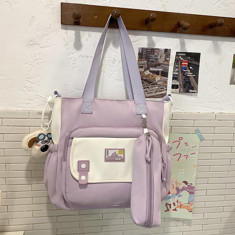 Bag Women's Versatile College Style One Shoulder Oblique Span Bag Large Capacity Leisure Commuter Tutoring Handheld Book Bag