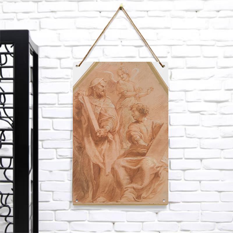 

Vintage Religious Figure Hand Painted Iron Wall Art Decor for Living Room 7.9x11.8In(20x30cm)