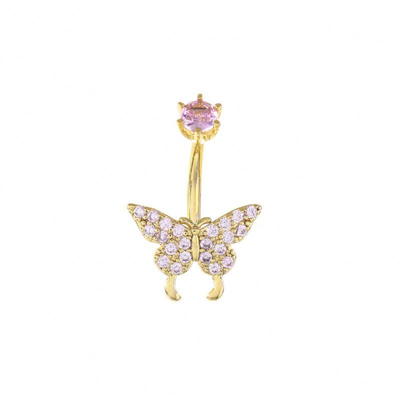 Butterfly Zircon Belly Button Rings Y2K Girls Piercing Navel Nail Body Jewelry For Women Fashion Body Piercing Jewelry Gift