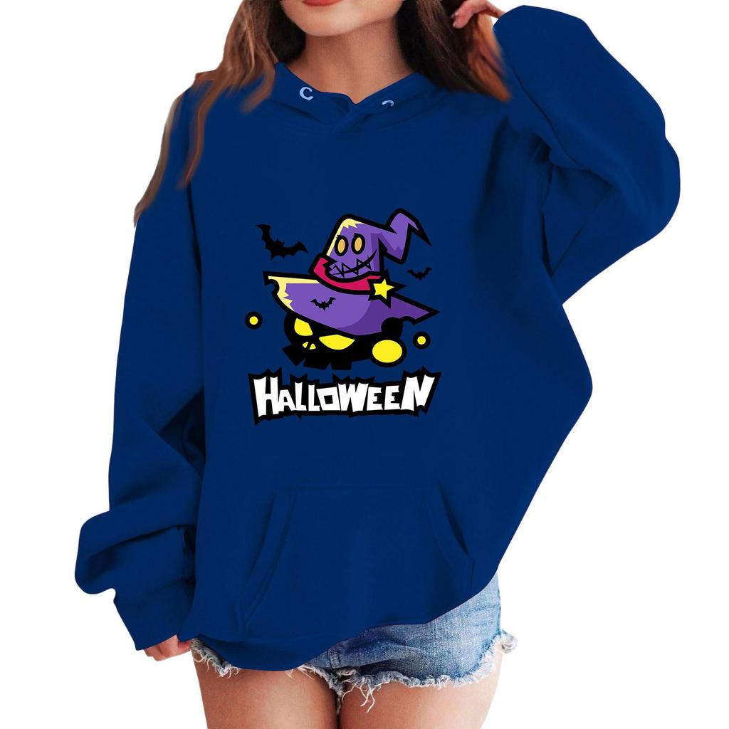 Kids' Halloween Print Hoodie - Casual Loose Fit Pullover Sweatshirt for Boys and Girls