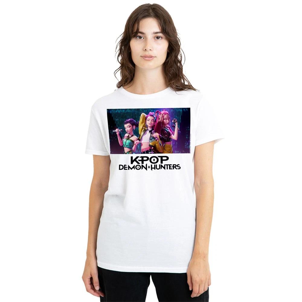 Kpop Demon Hunters Huntrix Group Singing Womens 100% Cotton T-shirt Mens Tees Top S-2XL, White 3XL