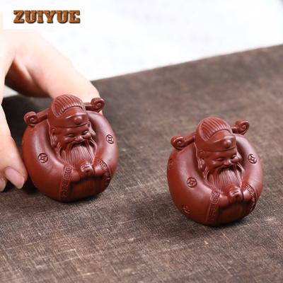 Yixing Zisha God Of Wealth Tea Pet Aesthetic Flowerpot Landscaping Tea Figurine Play Toys Tea Statue Ornaments Can Be Raised