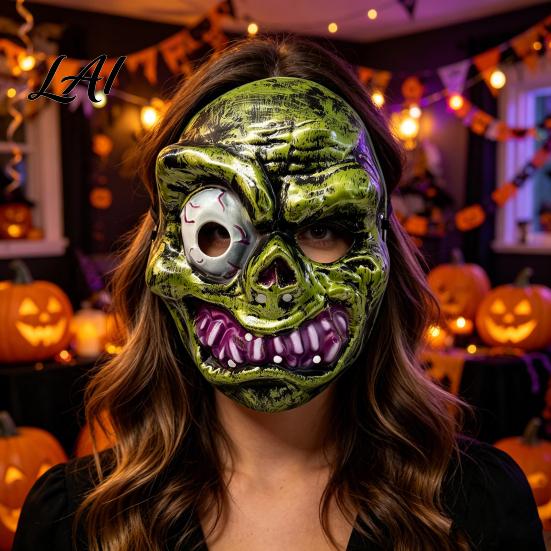 Retro Horror Atmosphere Masque Halloween for Adults Creepy Cosplay Party Accessory Durable Scary Ghost Head Full Face Unique Costume Mask