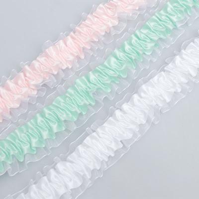 Elegant Double Polyester Elastic Band Transparent Chiffon Lace Lolita Skirt Accessories Handmade Diy Ruffled Lace Decoration Home Decoration