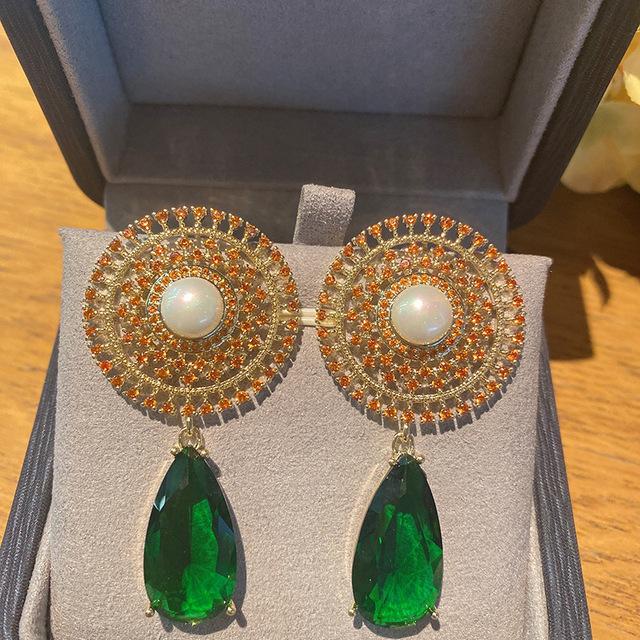 Exquisite Luxury 925 Silver Needle Exaggerated Water Drop Earrings for Women Freshwater Pearl Zircon Long Earing Jewelry Gift