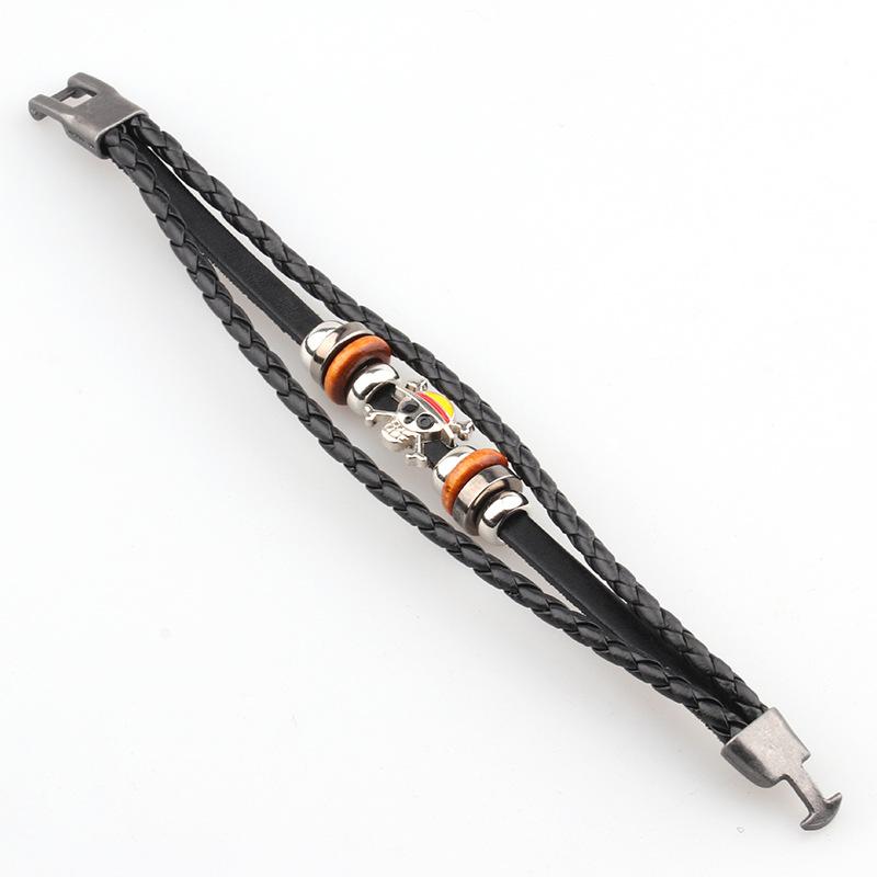 one piece anime 2D peripheral bracelet handmade retro cowhide accessories bracelet designed for men European plus American Xmas gifts