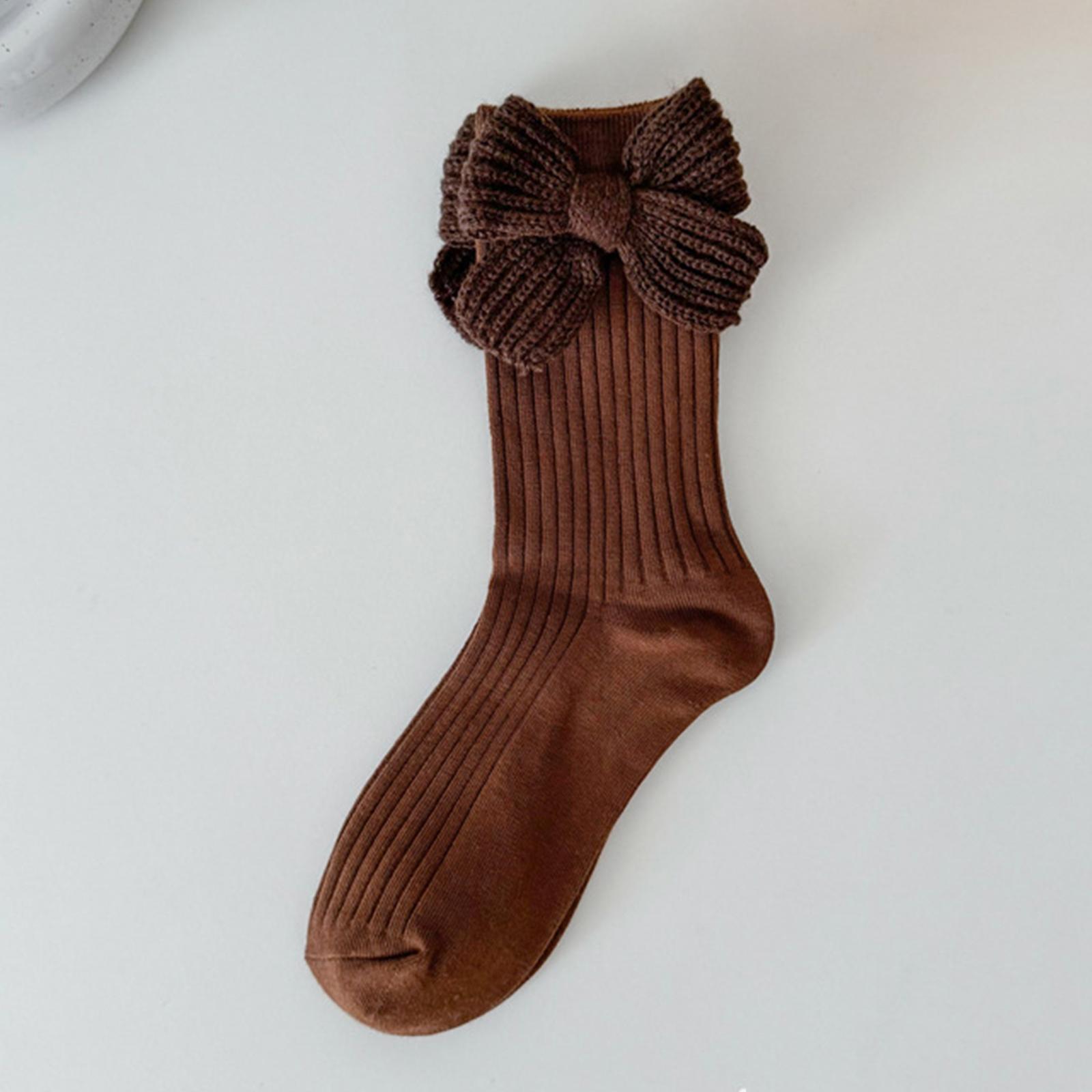 

Ladies Bow Socks, Coffee Colored Maillard Yarn, Bow Pile, Long Tube Socks, Outer Socks One Size кавовий