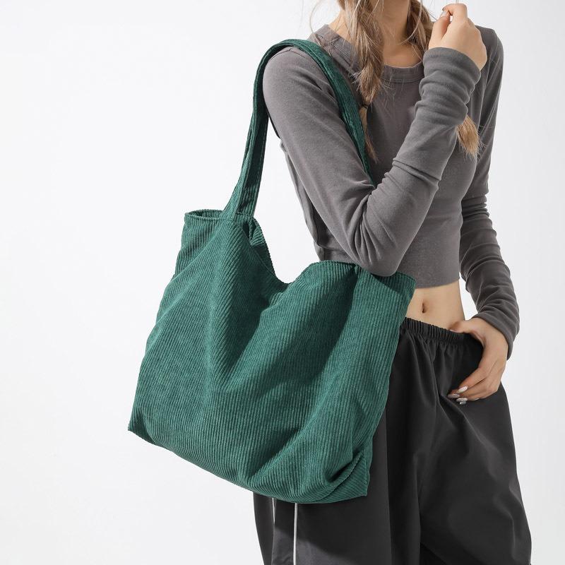 Koreanische Version von großer Einkaufstasche lässige Handtasche Cord-Tragetasche einfache Retro-Schultertasche für Damen