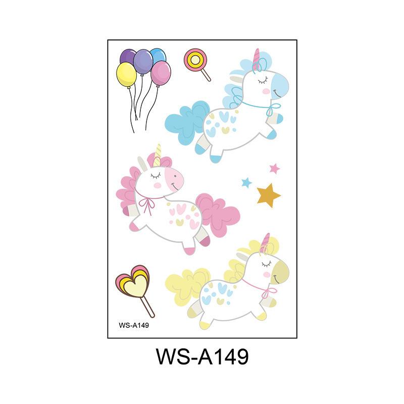 Cross Border Cartoon Unicorn Children's Waterproof Tattoo Sticker Pony Beautiful Girl Temporary