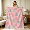 Soft Cozy Flannel Christmas Tree Print Blanket All Season Warm Throw Blanket for Sofa Couch Bed Office Living Room Bedroom Holiday Home Decor Comforta