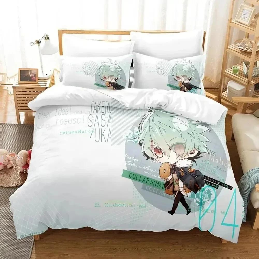 3D Print Anime Game Collar X Malice Bedding Set Printed With Pillowcase Bed Duvet Cover Soft Single Double Queen Super King Size