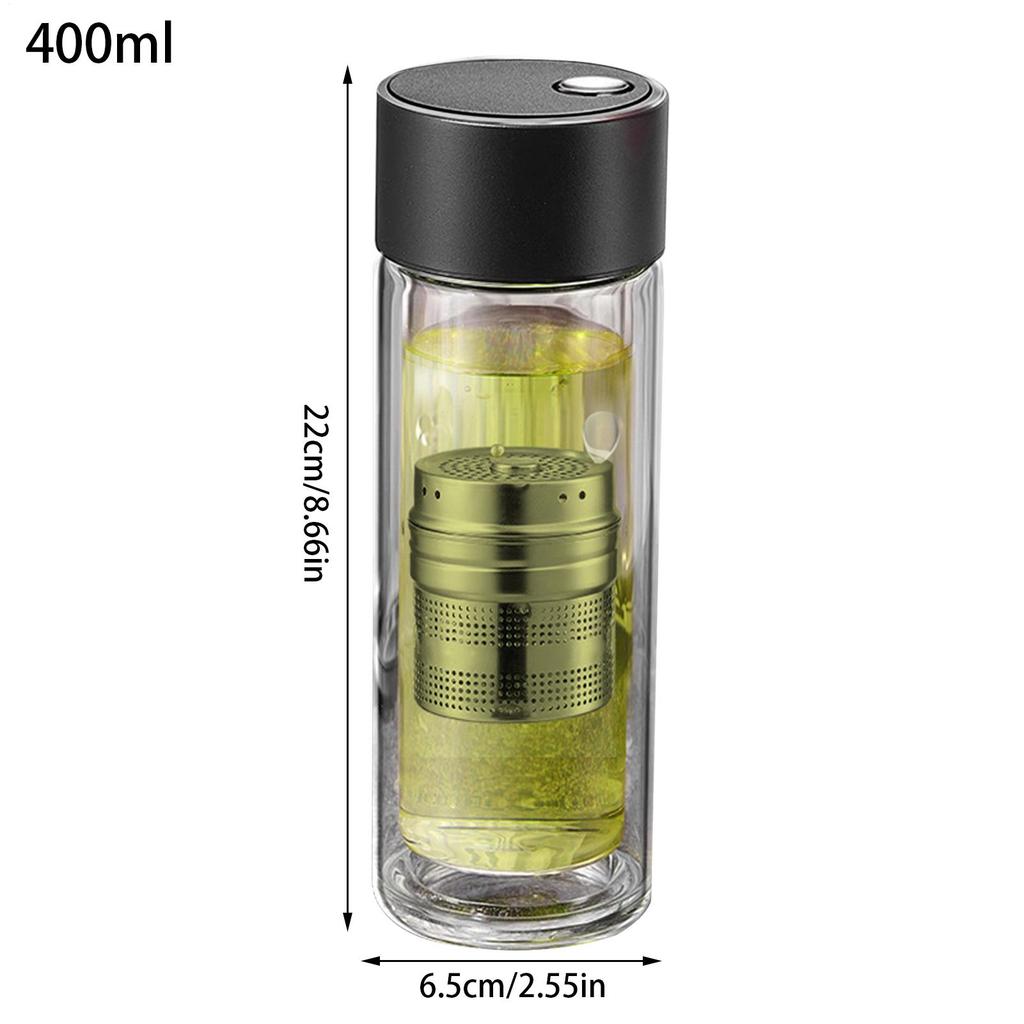 Water Bottle With Filter Portable Tea Infuser 400ml High Temperature Resistant Drinkware With Magnetic Lid Double-Layer Water