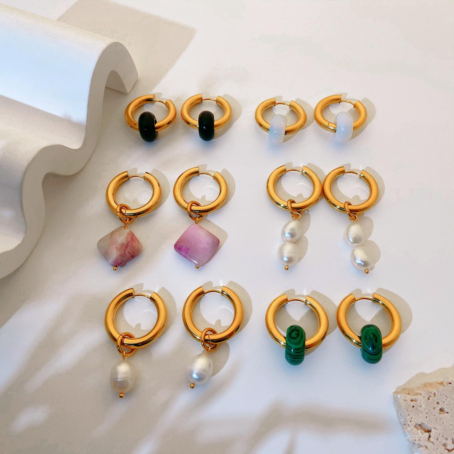 

Серьги из нержавеющей стали INS Stone Element Серьги с подвеской золотого цвета