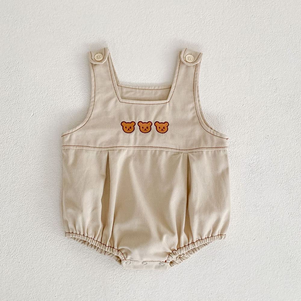 Baby clothes overalls denim clothes bodysuit boys girls coveralls long sleeve set baby Shichigosan birthday gift beige 100cm spring/autumn T-shirt
