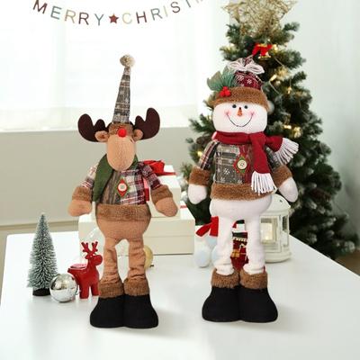 Christmas Doll Retractable Standing Snowman Santa Reindeer Ornaments Handmade Holiday Home Decor for