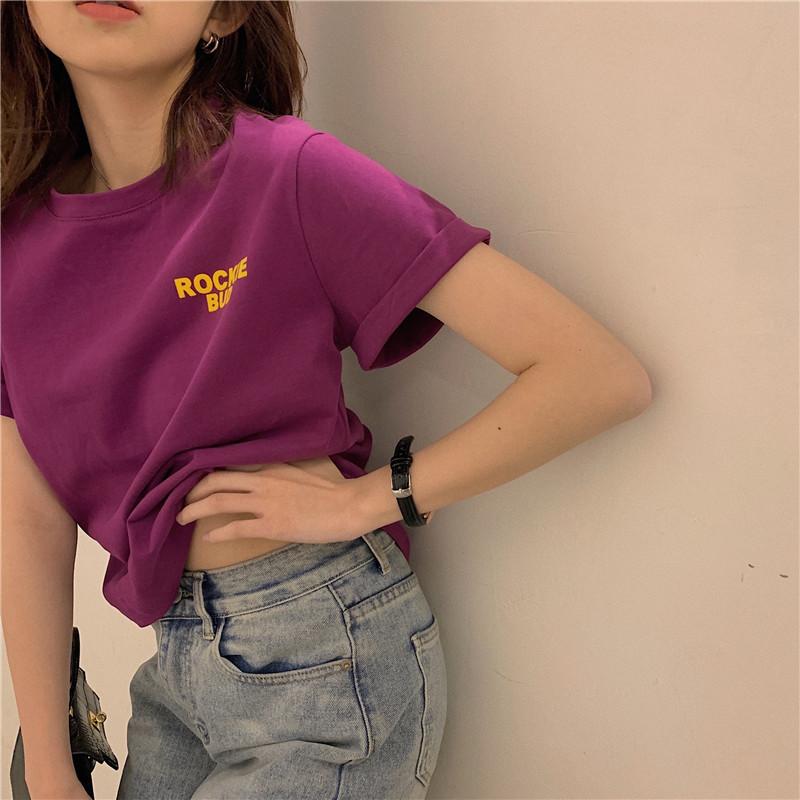Letter Printed Short-sleeved T-shirt for Women In Summer New Korean Style Design Loose and Slim Student Top