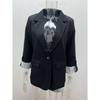 Suit Jacket Women's Casual Jacket with Rolled Sleeves and Slim Fit Button Up Suit
