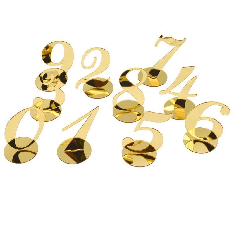 10pcs Wedding Table Numbers Gold Mirror Acrylic Signs Reception Number Decor