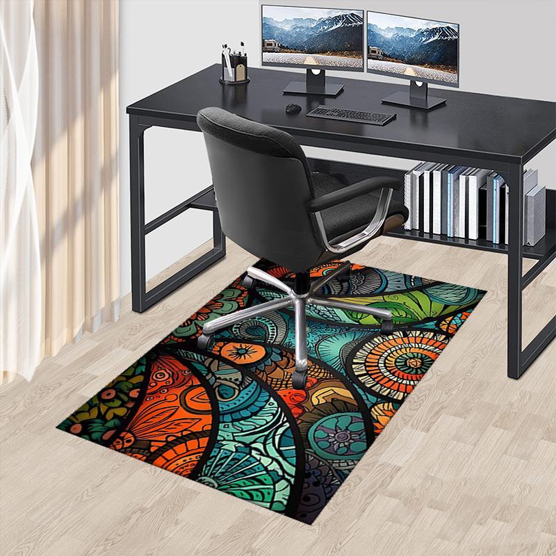 

1pc Colorful Mandala Office Chair Mat - Festival Gift, Seasonal Decor, Suitable for Home and Office Use.P041 60cm by 90cm