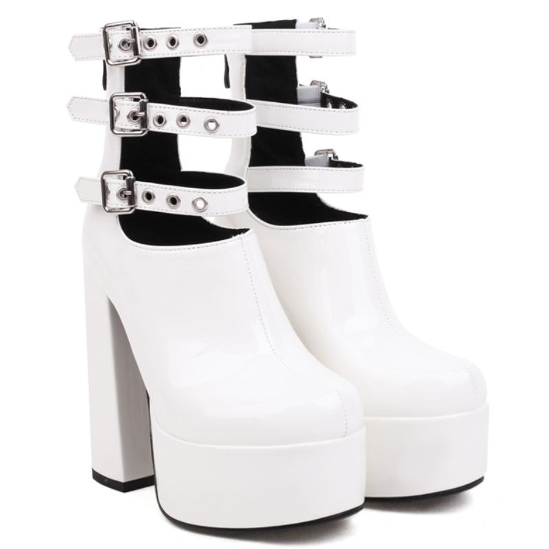 Sexy Platform Ankle Boots for Women Luxury Black Red White Short Boot High Heel Party Dance Shoes Lady Big Size 45 2025 Spring